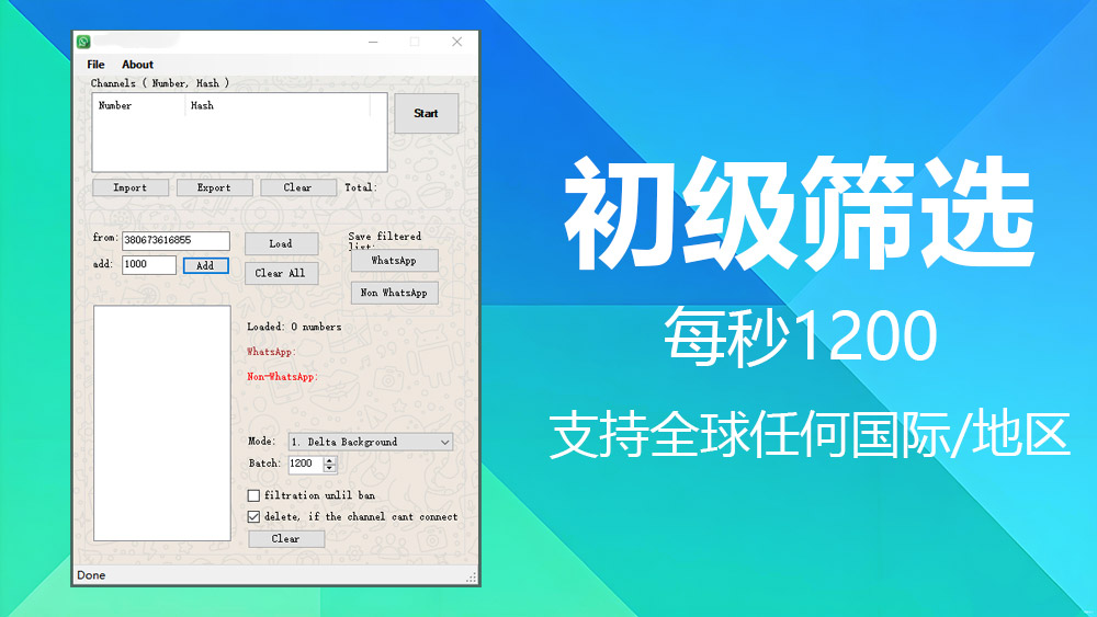 WhatsApp初级筛选软件界面展示